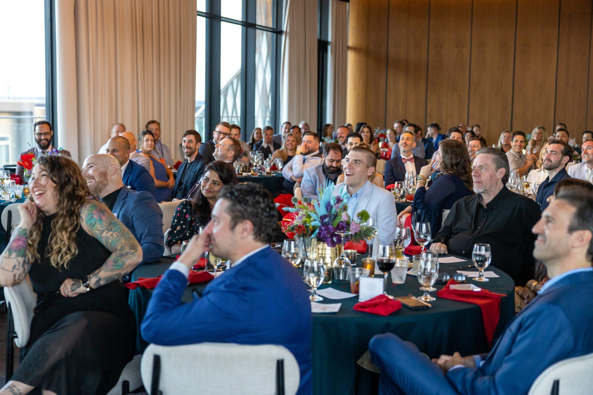 The Bridge employees at a dinner event